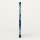 Moderne blauwgrijze trendy faux marmer textuur Case-Mate iPhone case (Achterkant / rechts)