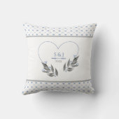 Moderne Blauwgrijze Trouwkoppel Initialen Jaar Kussen (Achterkant)