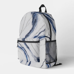 Moderne Blauwgrijze Witte Minimalistische Marmer Bedrukte Rugzak