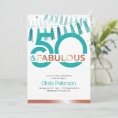 Moderne Blauwgroen 50 en Fabulous 50 verjaardag Kaart (Staand voorkant)