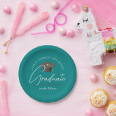 Moderne Blauwgroen Afstuderen aangepaste afstudeer Papieren Bordje (Feest)