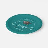 Moderne Blauwgroen Afstuderen aangepaste afstudeer Papieren Bordje (Gekanteld)