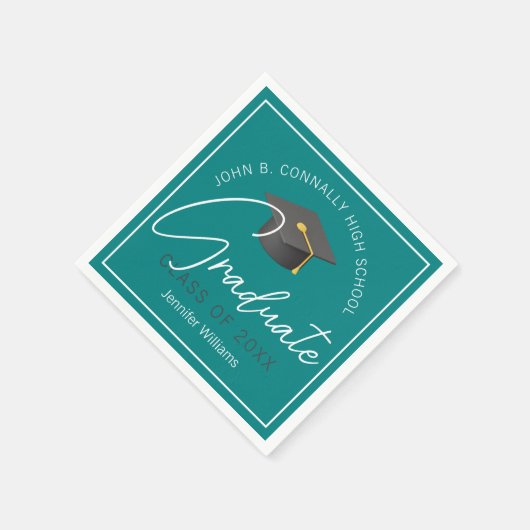 Moderne Blauwgroen Afstuderen aangepaste afstudeer Servet (Hoek)