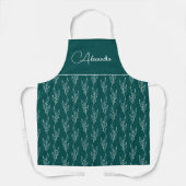 Moderne Blauwgroen afy Floral Script Persoonlijk S Schort (Voorkant)