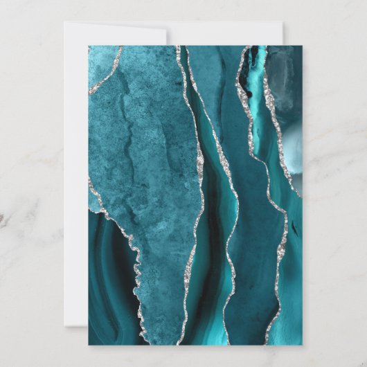 Moderne Blauwgroen Agaat Silver Wedding Kaart (Achterkant)