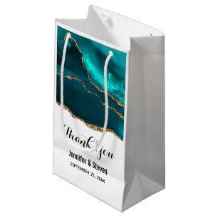 Moderne Blauwgroen agate & Gold Ribbon - Hartelijk Klein Cadeauzakje