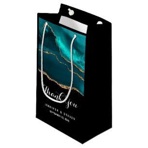 Moderne Blauwgroen agate & Gold Ribbon - Hartelijk Klein Cadeauzakje
