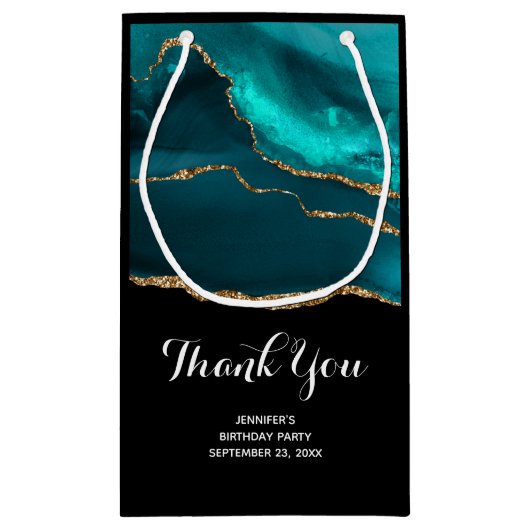 Moderne Blauwgroen agate & Gold Ribbon - Hartelijk Klein Cadeauzakje (Achterkant)