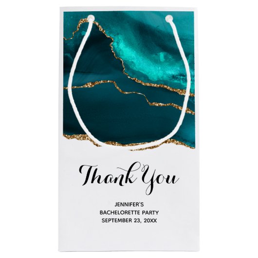 Moderne Blauwgroen agate & Gold Ribbon - Hartelijk Klein Cadeauzakje (Achterkant)