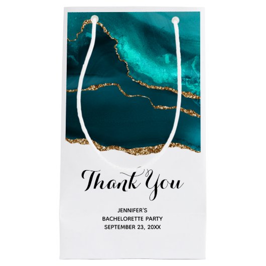 Moderne Blauwgroen agate & Gold Ribbon - Hartelijk Klein Cadeauzakje (Voorkant)