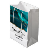 Moderne Blauwgroen agate & Gold Ribbon - Hartelijk Medium Cadeauzakje (Voorkant Gekanteld)