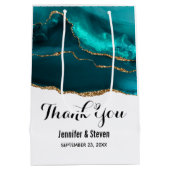 Moderne Blauwgroen agate & Gold Ribbon - Hartelijk Medium Cadeauzakje (Achterkant)