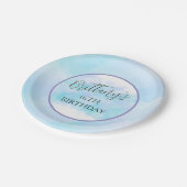 Moderne Blauwgroen Aqua Elegant Persoonlijke Verja Papieren Bordje (Gekanteld)