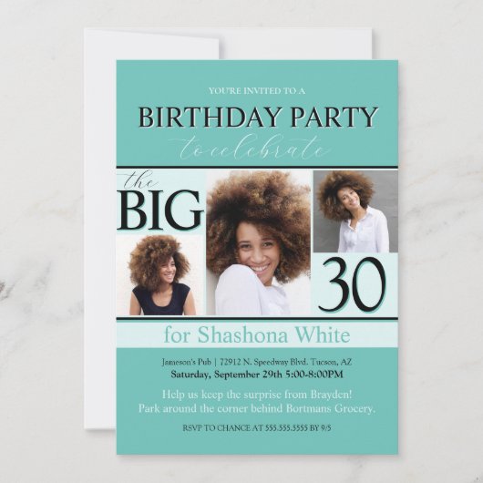 Moderne Blauwgroen Aqua Tiffany 30e verjaardag Uit Kaart (Voorkant)