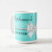Moderne Blauwgroen Aqua Tiffany Bold & Bougie Verj Koffiemok (Voorkant links)