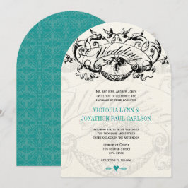 moderne Blauwgroen Aqua Wedding-uitnodigingen Kaart