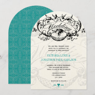  moderne Blauwgroen Aqua Wedding-uitnodigingen Kaart