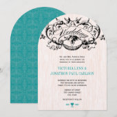  moderne Blauwgroen Aqua Wedding-uitnodigingen Kaart (Voorkant / Achterkant)