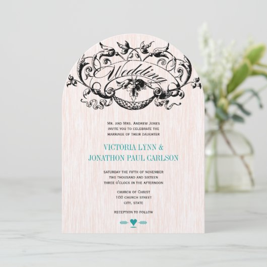  moderne Blauwgroen Aqua Wedding-uitnodigingen Kaart (Staand voorkant)