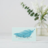 Moderne blauwgroen aquablauwe chique elegante boho visitekaartje (Staand voorkant)