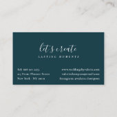 Moderne blauwgroen aquablauwe chique elegante boho visitekaartje (Achterkant)