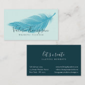 Moderne blauwgroen aquablauwe chique elegante boho visitekaartje (Voorkant / Achterkant)