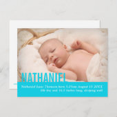 Moderne blauwgroen baby foto aankondiging briefkaa (Voorkant / Achterkant)