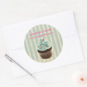 moderne  blauwgroen bakkerij-dessert caktaart ronde sticker (Envelop)