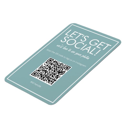 Moderne Blauwgroen Basic Social Media QR Code Magn Magneet (Linkerzijde)
