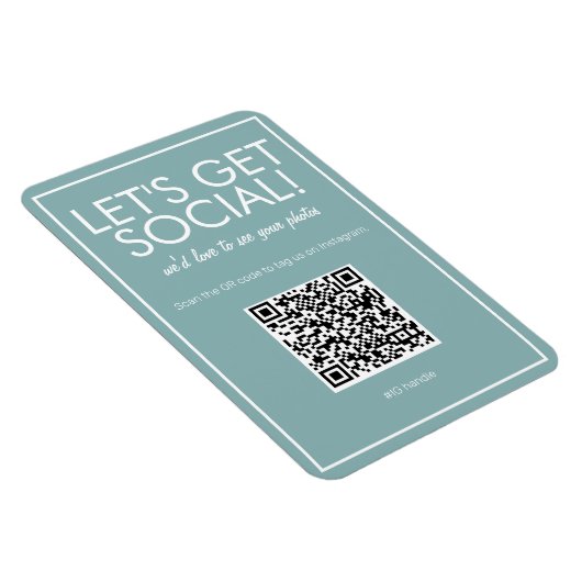 Moderne Blauwgroen Basic Social Media QR Code Magn Magneet (Rechterzijde)