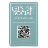 Moderne Blauwgroen Basic Social Media QR Code Magn Magneet (Verticaal)