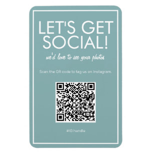Moderne Blauwgroen Basic Social Media QR Code Magn Magneet