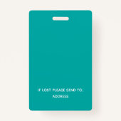 Moderne Blauwgroen bezoekersbarcode, Logo-ID Badge (Achterkant)