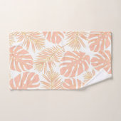 Moderne blauwgroen blauw en perzik tropische blade bad handdoek (Handdoek)