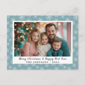 Moderne Blauwgroen Blauw Groene Sneeuwvlokken Vaka Feestdagenkaart (Voorkant)