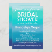 Moderne Blauwgroen blauw-oceaanbridale doucheruimt Kaart (Voorkant / Achterkant)