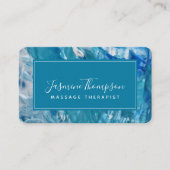 Moderne Blauwgroen blauwe Abstracte Art Ronde Visi Visitekaartje (Voorkant)