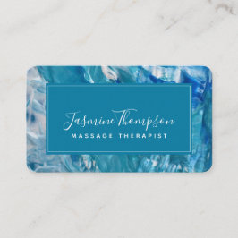 Moderne Blauwgroen blauwe Abstracte Art Ronde Visi Visitekaartje