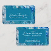 Moderne Blauwgroen blauwe Abstracte Art Ronde Visi Visitekaartje (Voorkant / Achterkant)