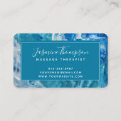 Moderne Blauwgroen blauwe Abstracte Art Ronde Visi Visitekaartje (Achterkant)