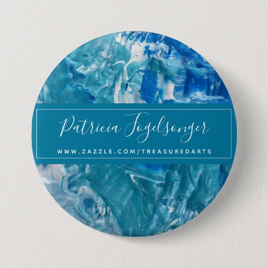 Moderne Blauwgroen blauwe Button (Voorkant)