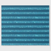 Moderne Blauwgroen blauwe glitter striped Cadeaupapier (Vlak)