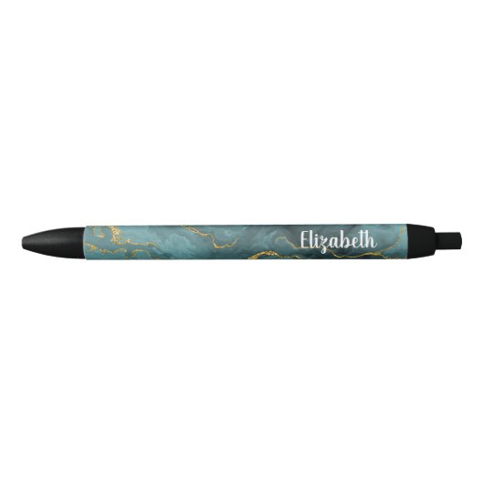 Moderne Blauwgroen blauwe goudgrijze Geode Pen (Voorkant)