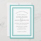 Moderne Blauwgroen Blauwe Grens Eenvoudige Huwelij Kaart (Voorkant)