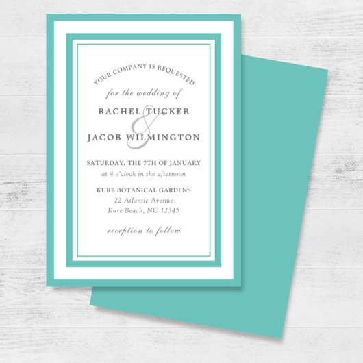 Moderne Blauwgroen Blauwe Grens Eenvoudige Huwelij Kaart