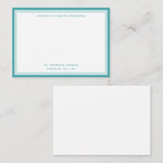 Moderne Blauwgroen blauwe grensnaam en -adres Notitiekaartje (Voorkant / Achterkant)