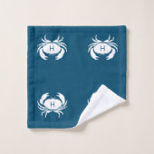 Moderne Blauwgroen blauwe krab monogram Nautical D Bad Handdoek (Wasdoekje)