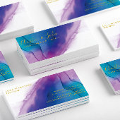 Moderne Blauwgroen Blauwe Paarse Abstracte Kunst Visitekaartje