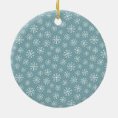 Moderne Blauwgroen Blauwe Sneeuwvlokken Ronde Fami Keramisch Ornament (Achterkant)