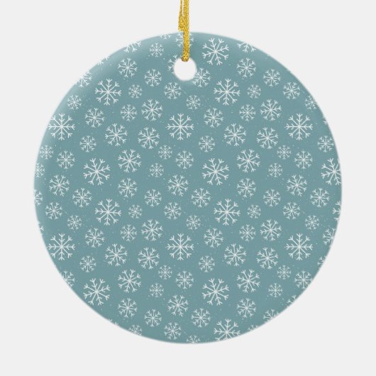 Moderne Blauwgroen Blauwe Sneeuwvlokken Ronde Fami Keramisch Ornament (Achterkant)